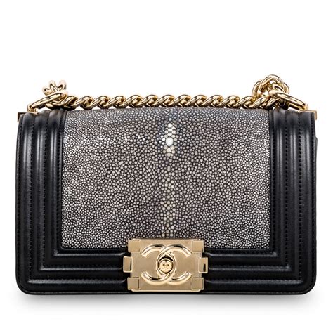 chanel small stingray boy bag|Chanel patent leather handbag.